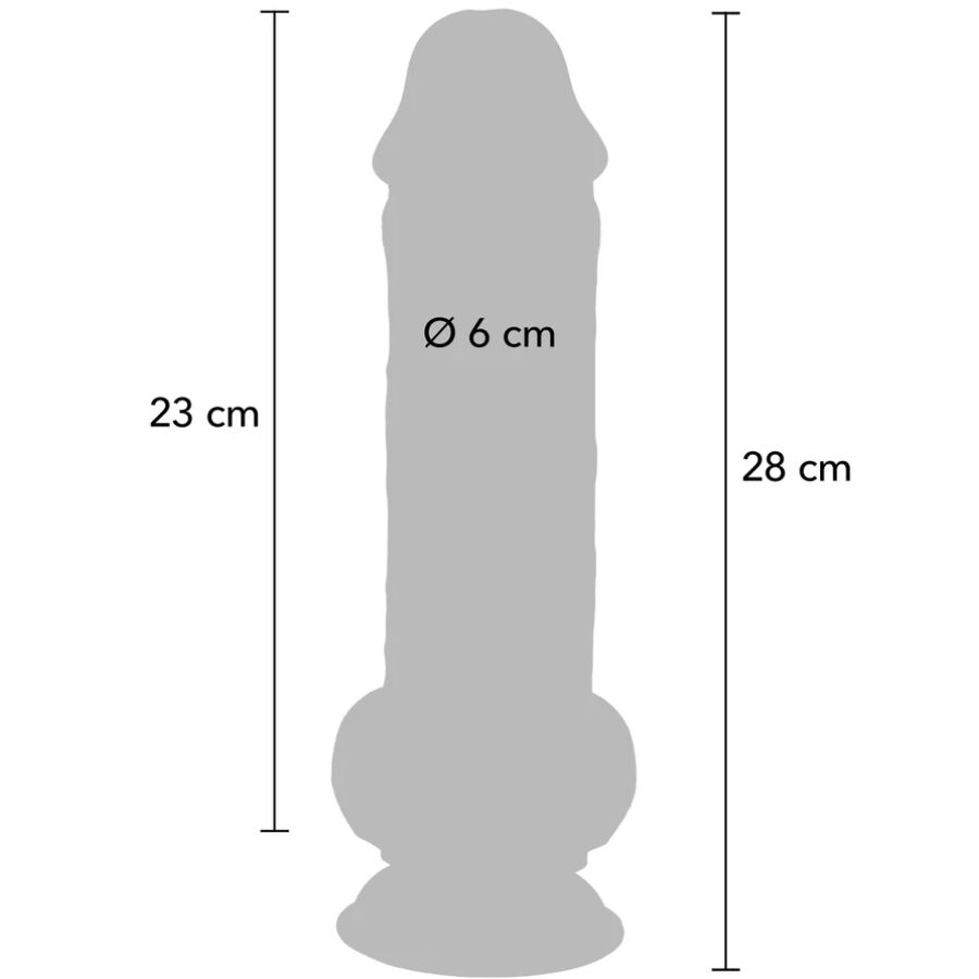 DILDO REALISTICO DELUXE, EXTRA SPESSO CON TESTICOLI, BASE A VENTOSA, 28 CM