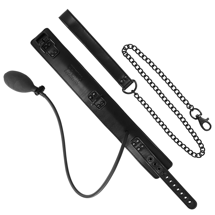 FETISH SUBMISSIVE BONDAGE - COLLARE GONFIABILE DA STRANGOLAMENTO CON CATENA