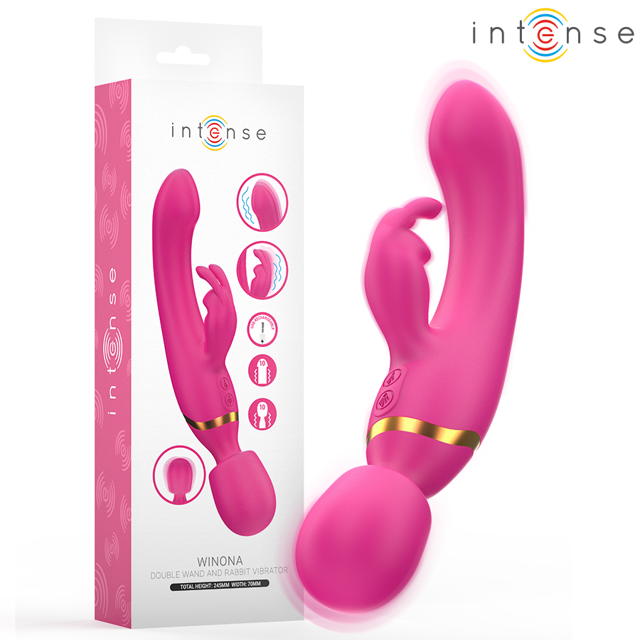 VIBRATORE DOPPIO, STIMOLAZIONE 2 IN 1 CONIGLIO E BACCHETTA, 10 MODALITÀ VIBRAZIONE