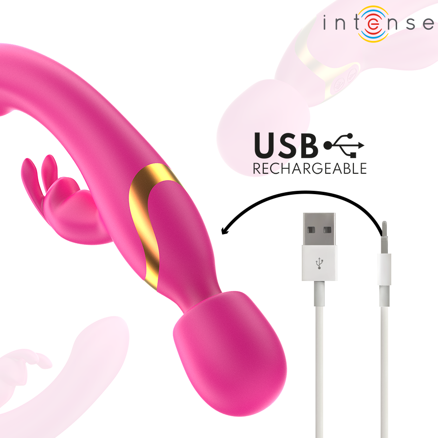 VIBRATORE DOPPIO, STIMOLAZIONE 2 IN 1 CONIGLIO E BACCHETTA, 10 MODALITÀ VIBRAZIONE