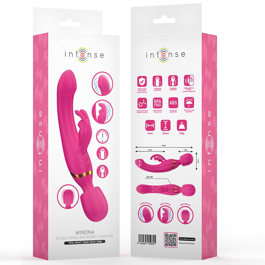 VIBRATORE DOPPIO, STIMOLAZIONE 2 IN 1 CONIGLIO E BACCHETTA, 10 MODALITÀ VIBRAZIONE