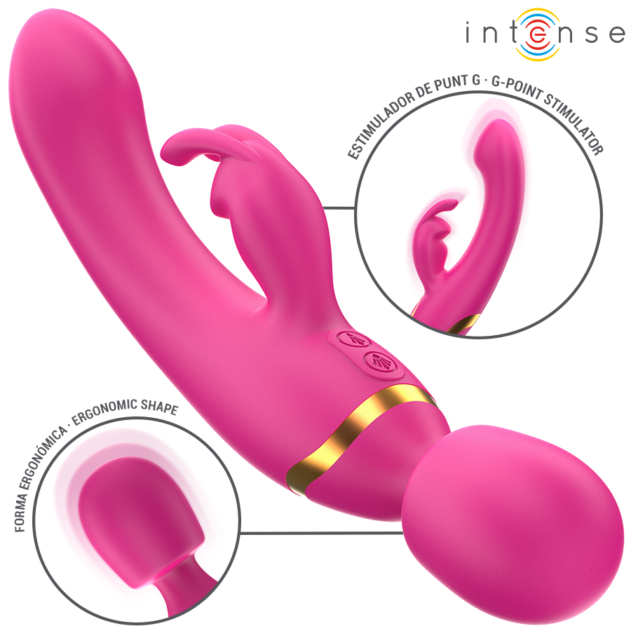 VIBRATORE DOPPIO, STIMOLAZIONE 2 IN 1 CONIGLIO E BACCHETTA, 10 MODALITÀ VIBRAZIONE