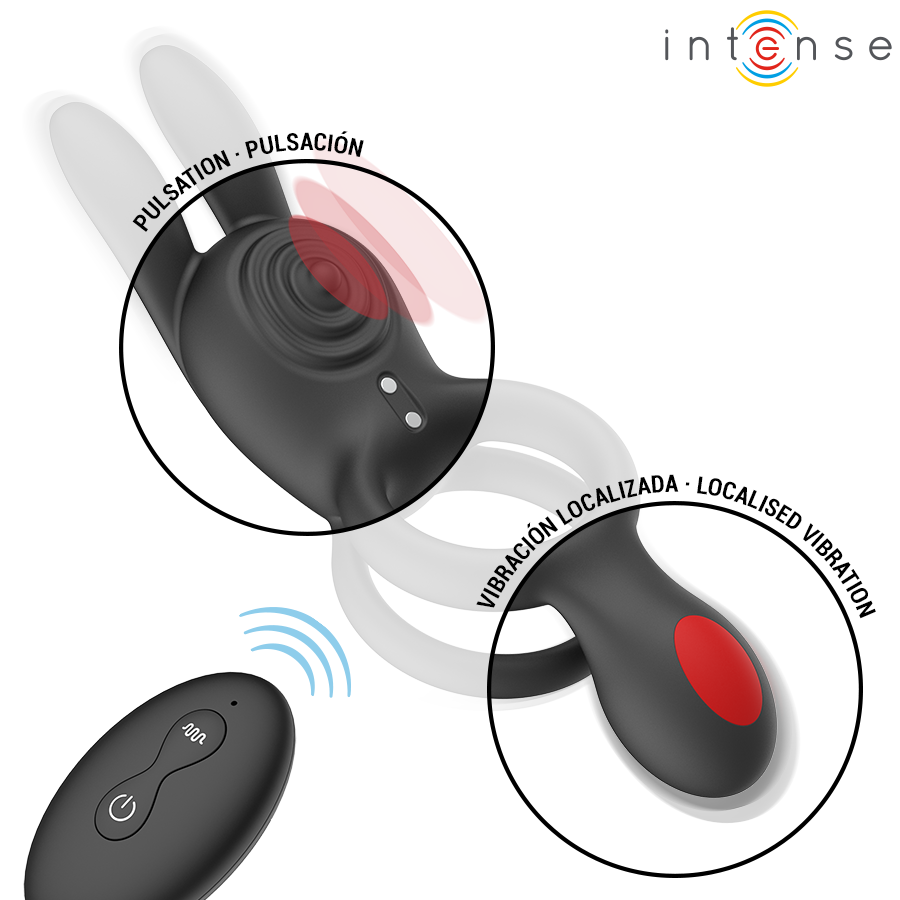 ANELLO VIBRANTE DOPPIO CON TELECOMANDO, 9 FUNZIONI, IMPERMEABILE IPX5