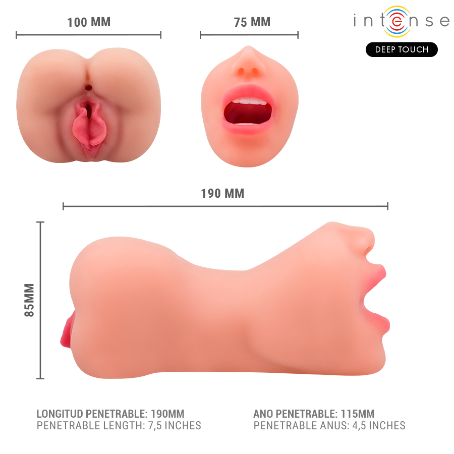 MASTURBATORE DOPPIO BOCCA E VAGINA, REALISMO INTENSO, TPE PREMIUM SENZA FTALATI