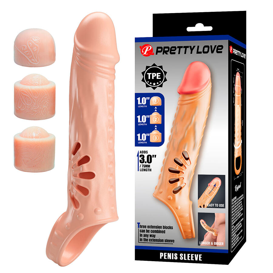 GUAINA PER PENE CON ESTENSORI, DESIGN REALISTICO, LUNGHEZZA REGOLABILE FINO A +7,5 CM