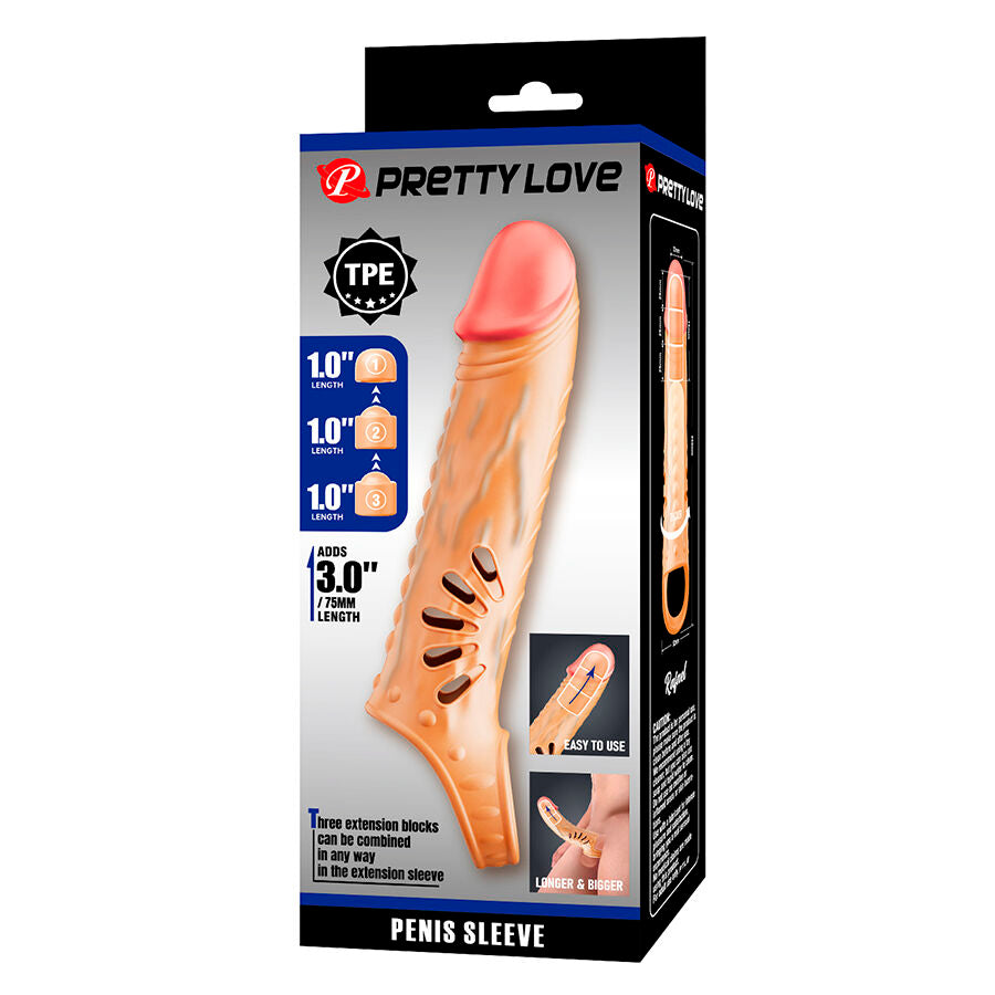 GUAINA PER PENE CON ESTENSORI, DESIGN REALISTICO, LUNGHEZZA REGOLABILE FINO A +7,5 CM