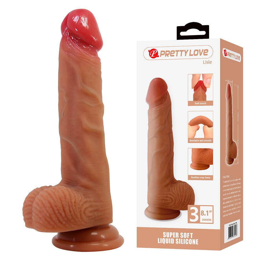 DILDO REALISTICO IN SILICONE CON VENTOSA, DESIGN ERGONOMICO, COMPATIBILE CON IMBRACATURA