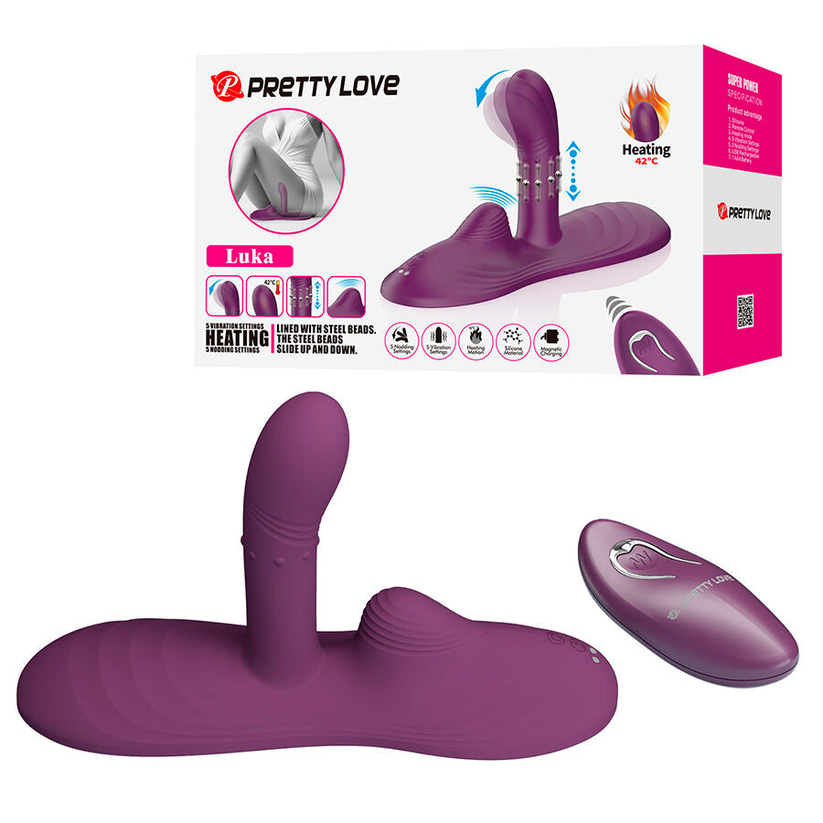 VIBRATORE ERGONOMICO CON CALORE, TELECOMANDO E CUSCINETTO IN SILICONE