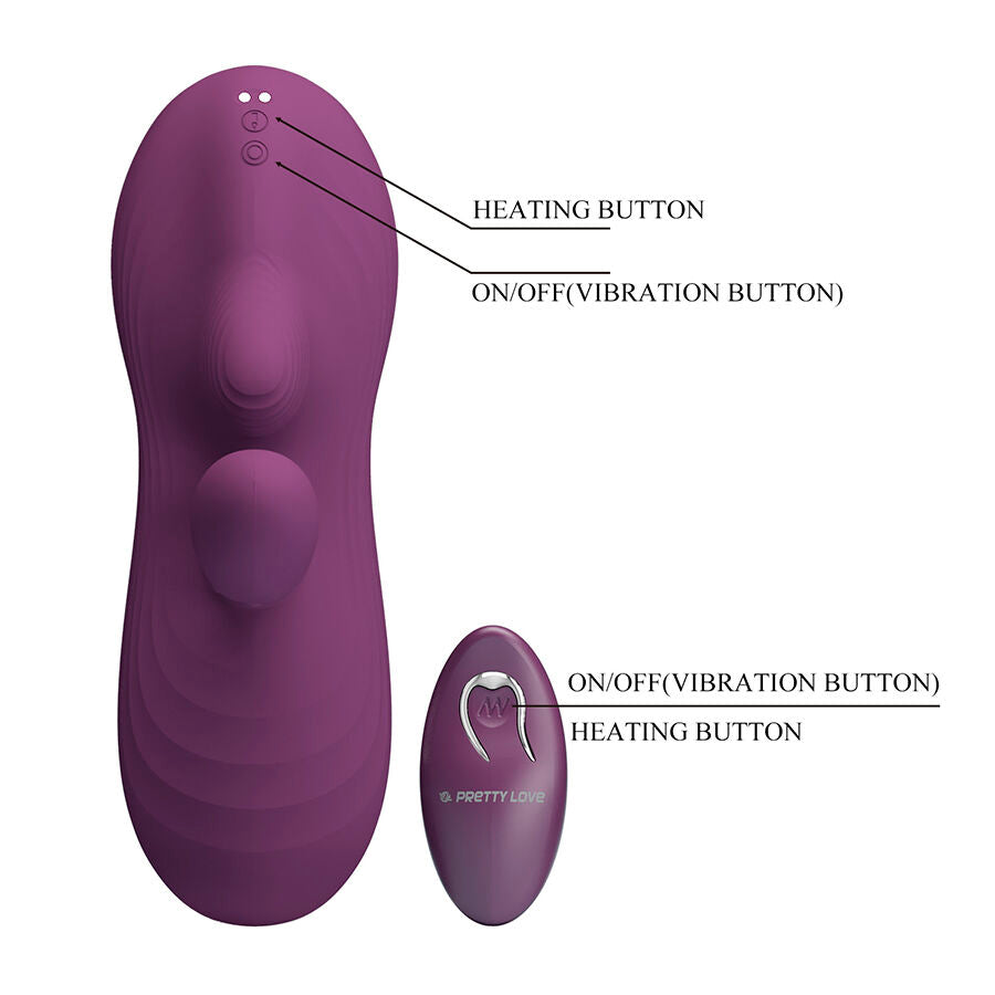 VIBRATORE ERGONOMICO CON CALORE, TELECOMANDO E CUSCINETTO IN SILICONE