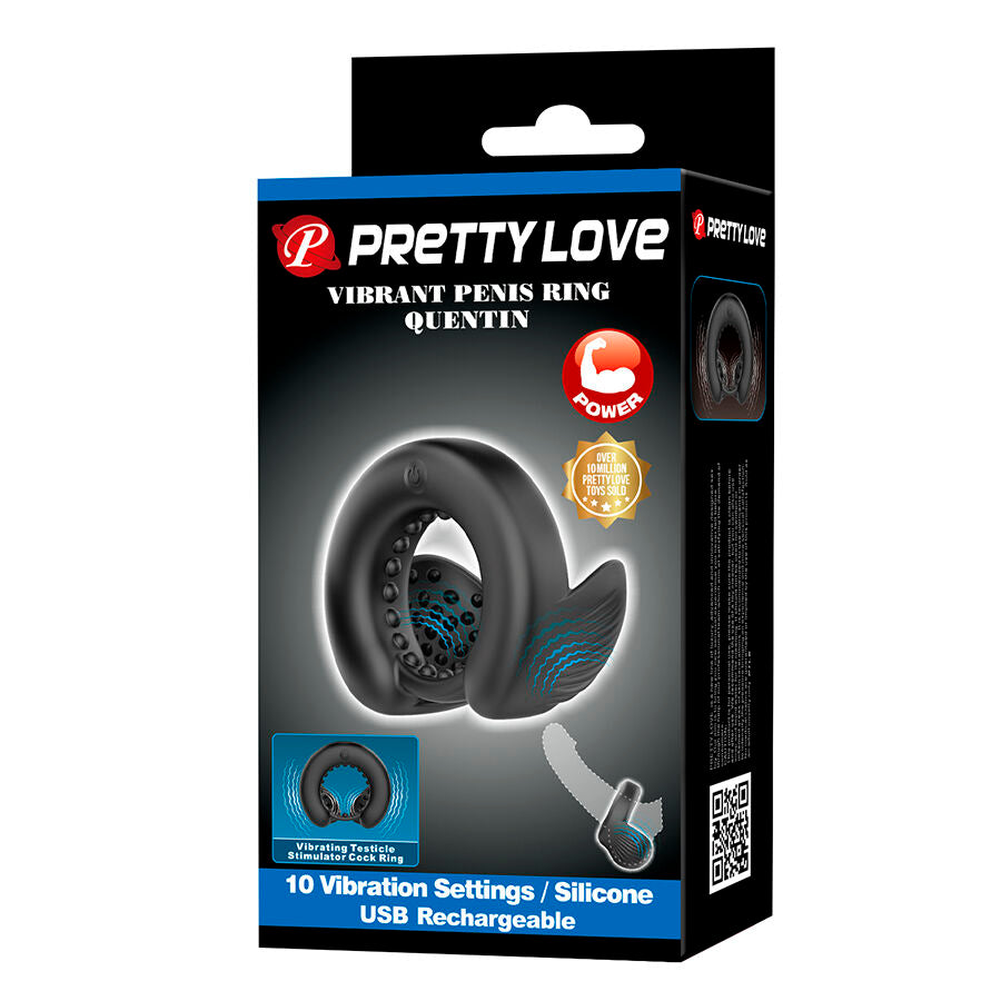 ANELLO VIBRANTE PER PENE CON STIMOLATORE TESTICOLARE, 10 MODALITÀ DI INTENSITÀ, SILICONE PREMIUM