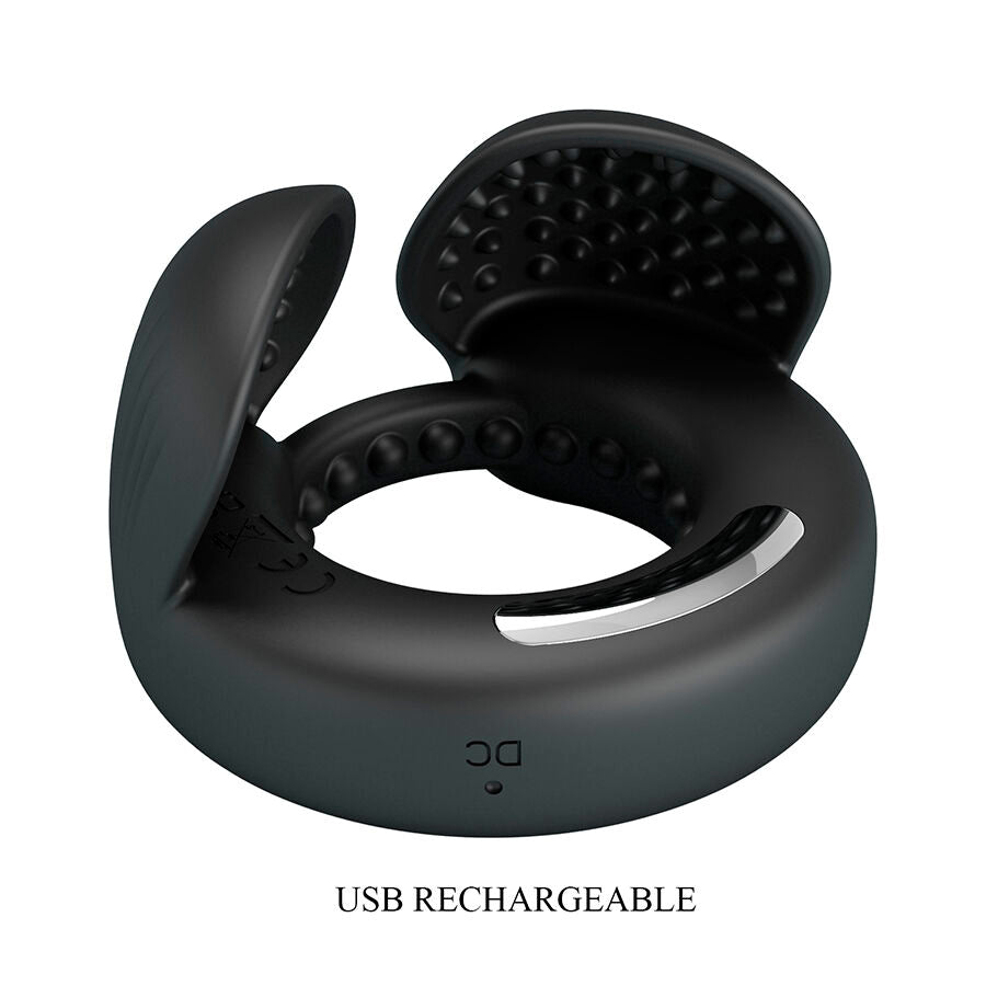 ANELLO VIBRANTE PER PENE CON STIMOLATORE TESTICOLARE, 10 MODALITÀ DI INTENSITÀ, SILICONE PREMIUM