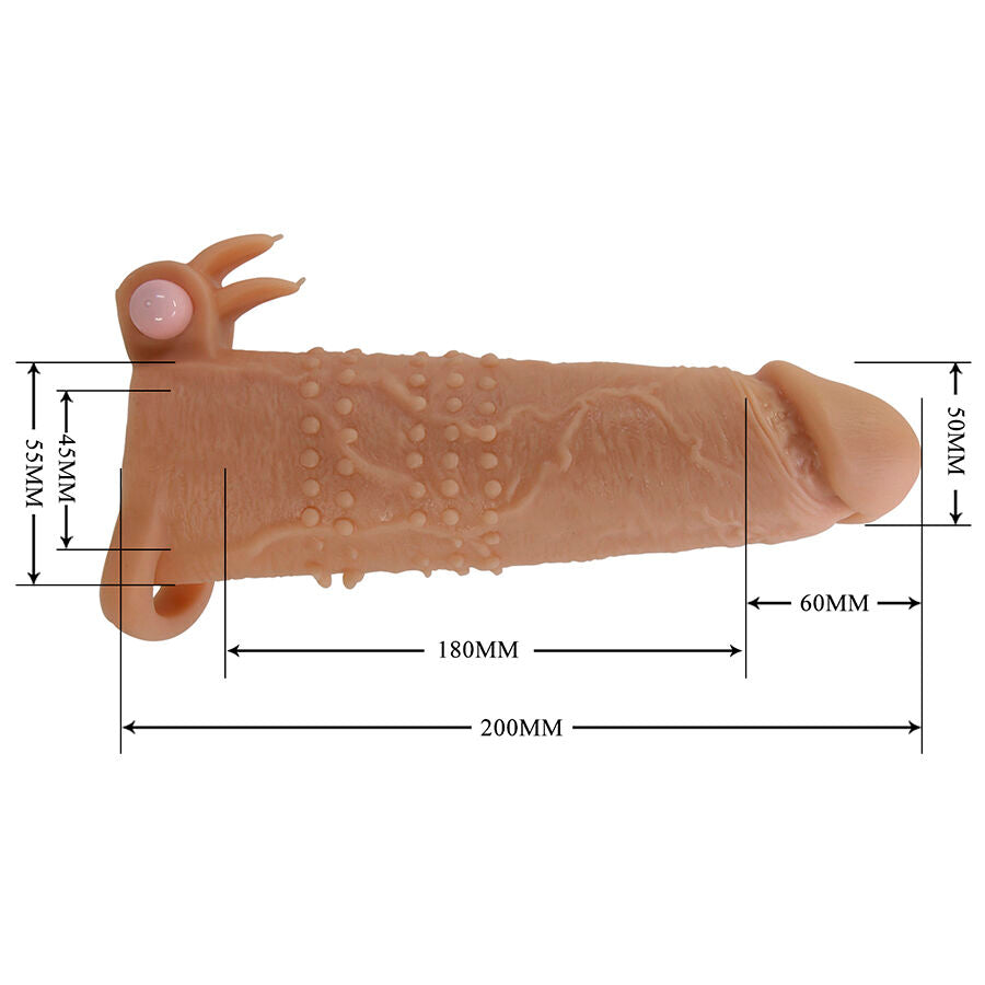 GUAINA PER PENE CON STIMOLATORE CLITORIDEO, VIBRATORE RIMOVIBILE, LUNGHEZZA 6,7 POLLICI