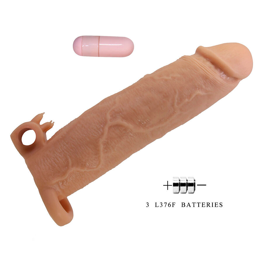 GUAINA PER PENE CON STIMOLATORE CLITORIDEO, VIBRATORE RIMOVIBILE, LUNGHEZZA 6,7 POLLICI