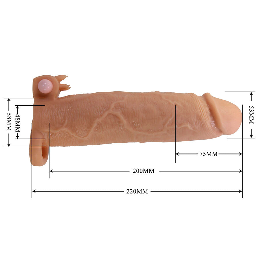 GUAINA PER PENE CON STIMOLATORE CLITORIDEO, VIBRATORE RIMOVIBILE, LUNGHEZZA 6,7 POLLICI