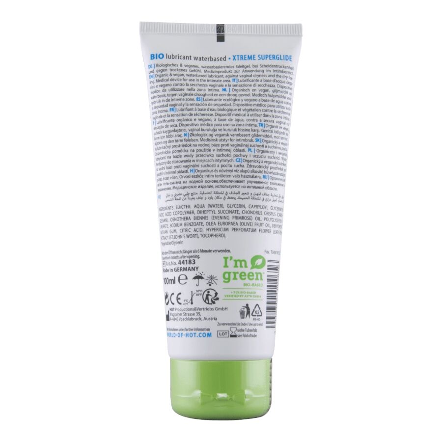 LUBRIFICANTE BIO A BASE D'ACQUA, PERFORMANCE ESTREMA, GRADO MEDICO