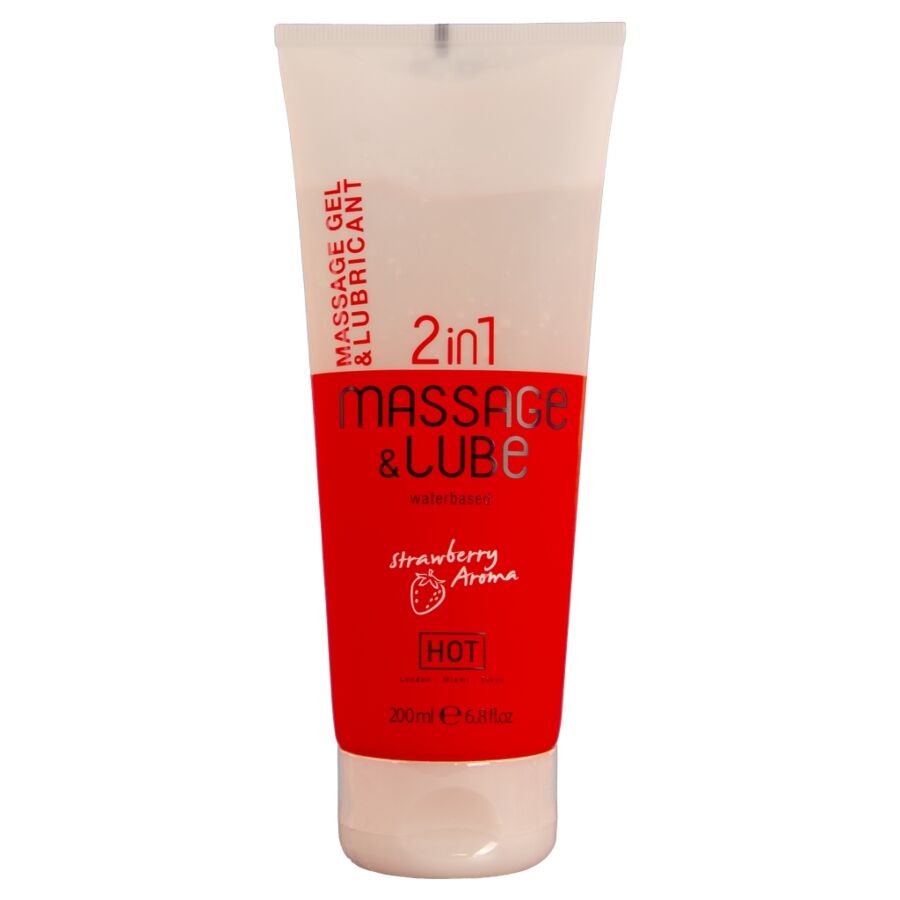 GEL MASSAGGIO E LUBRIFICANTE 2IN1, PROFUMO FRAGOLA, FORMULA NON APPICCICOSA