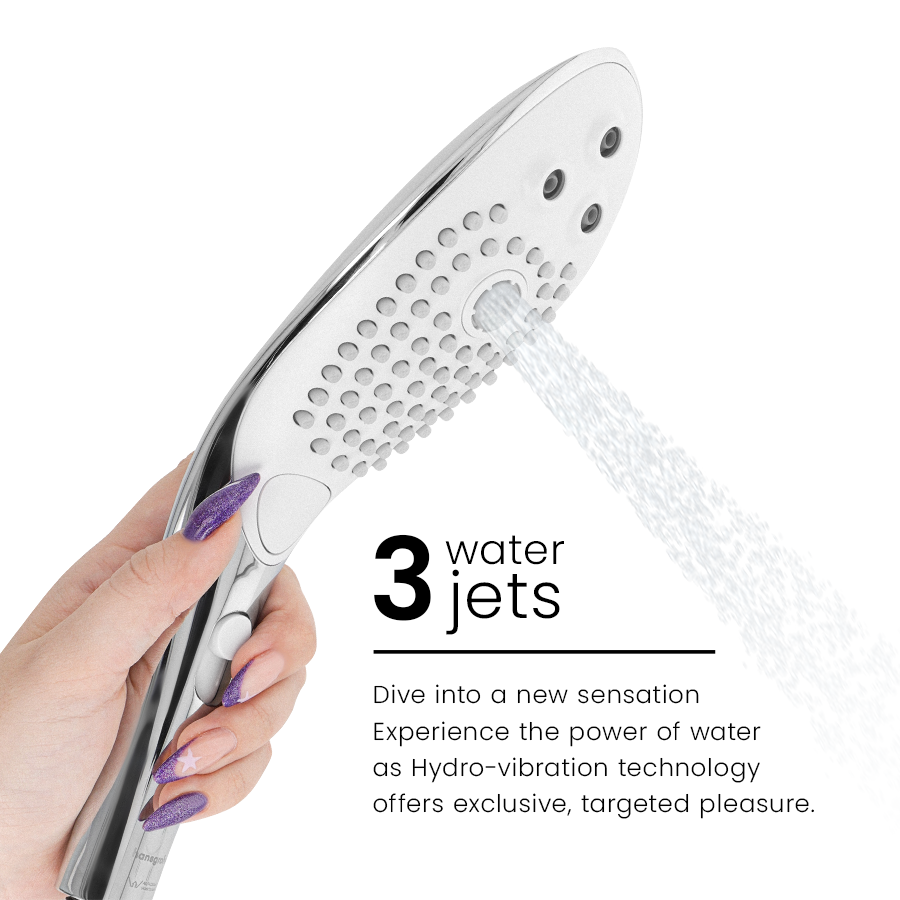 SOFFIONE DOCCIA STIMOLANTE 2 IN 1, MASSAGGIO AD ACQUA PRESSURIZZATO, DESIGN ERGONOMICO CROMATO