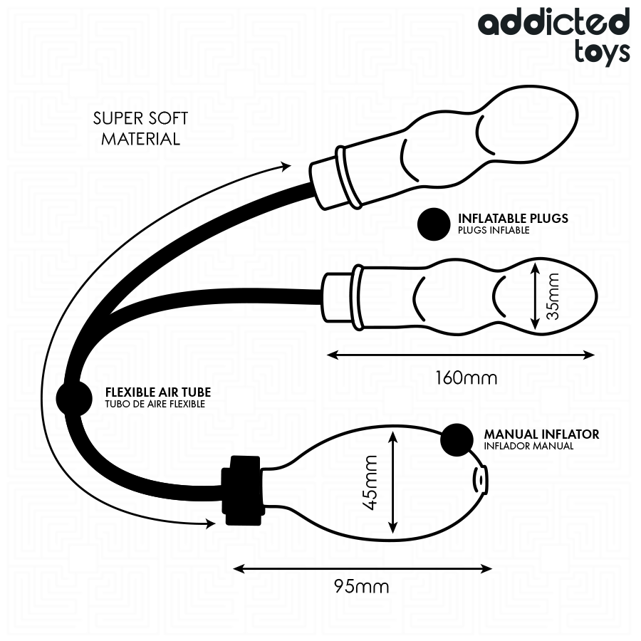 Doppio plug anale gonfiabile in silicone