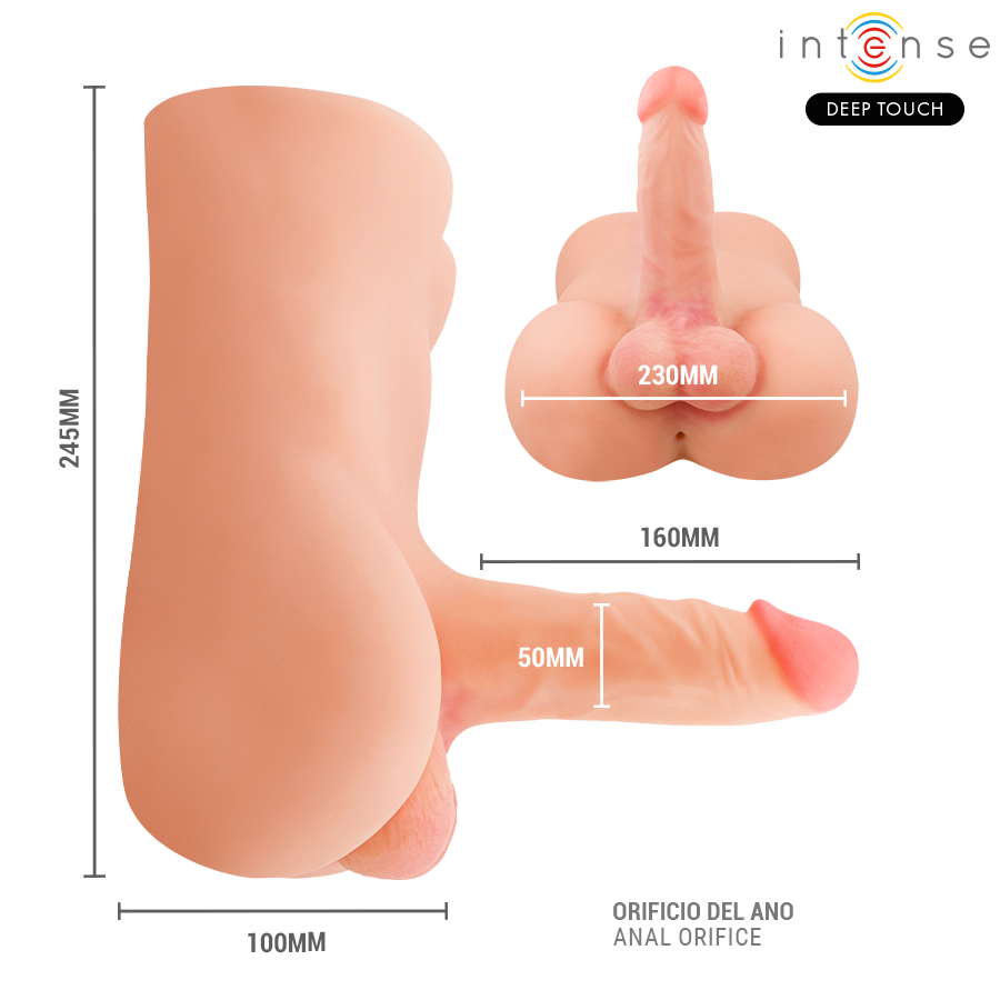 INTENSE DEEP TOUCH - DAMIEN TORSO CON DILDO REALISTICO CON TELECOMANDO A SPINTA E VIBRAZIONE 3,5 KG
