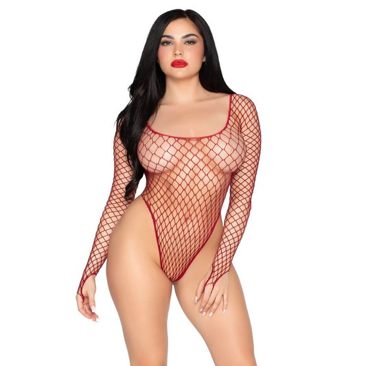LEG AVENUE - 89377 BODY IN RETE INDUSTRIALE SCOLLATO ROSSO - TAGLIA UNICA