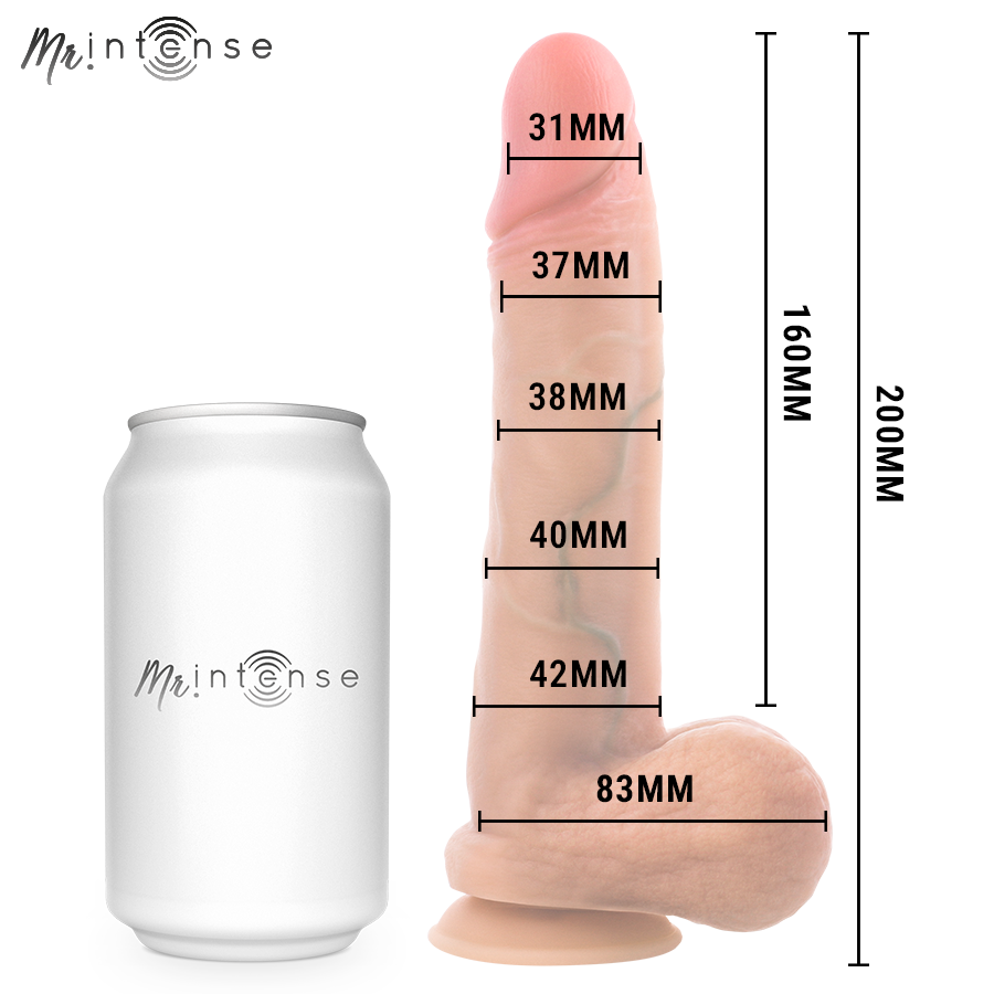 DILDO IN SILICONE ULTRA-REALISTICO, TESTICOLI INTEGRATI, 20 CM