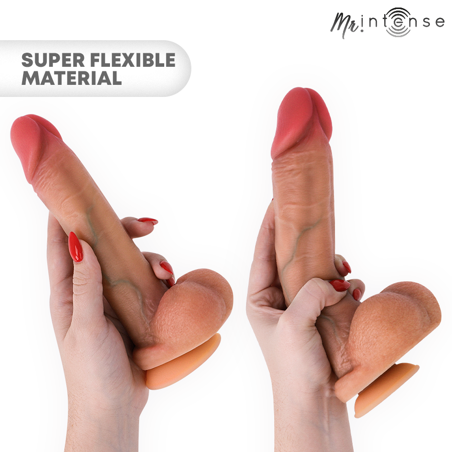 DILDO IN SILICONE ULTRA-REALISTICO, TESTICOLI INTEGRATI, 20 CM