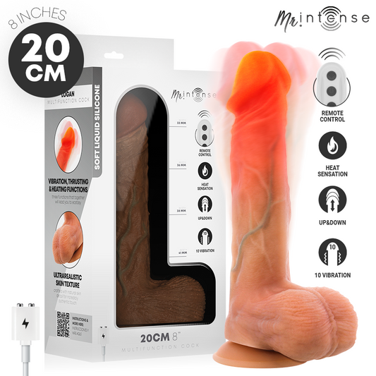 MR INTENSE - DILDO VIBRANTE LOGAN IN SILICONE CON EFFETTO CALORE E TELECOMANDO 20 CM -Ø- 4,1 CM