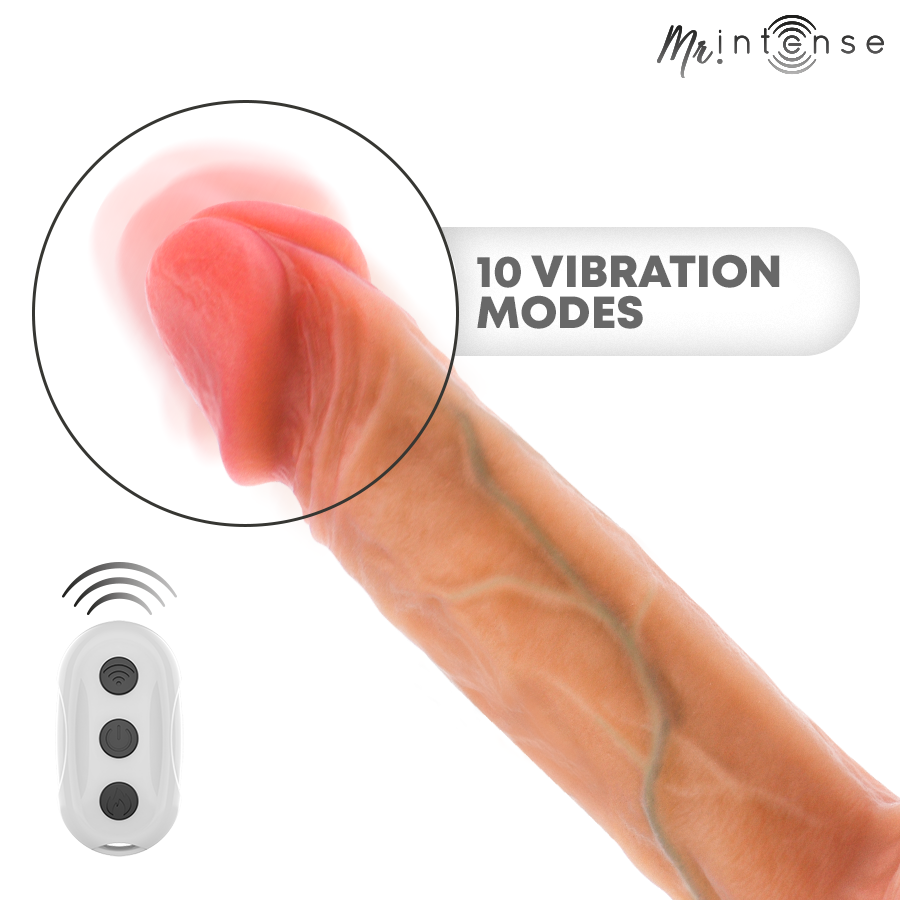 DILDO VIBRANTE IN SILICONE, EFFETTO CALORE E TELECOMANDO