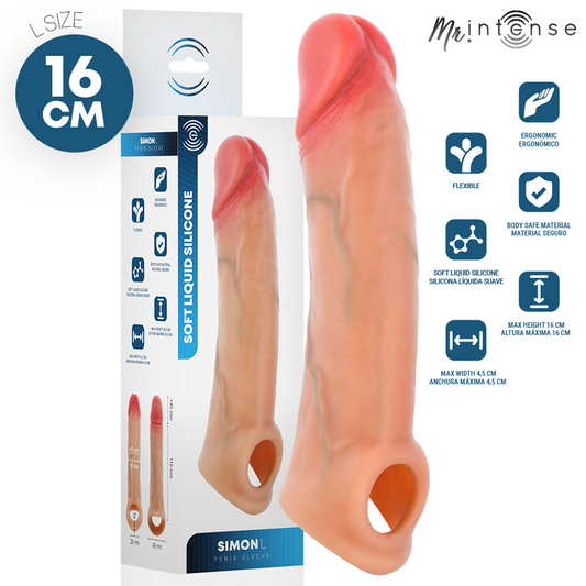 MR INTENSE - SIMON L COPRI PENE IN SILICONE 16 CM -Ø- 4,5 CM