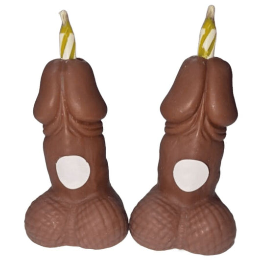 DIABLO PICANTE - CANDELE CON NUMERI DI COMPLEANNO A FORMA DI PENE TONO SCURO 2 UNITÀ