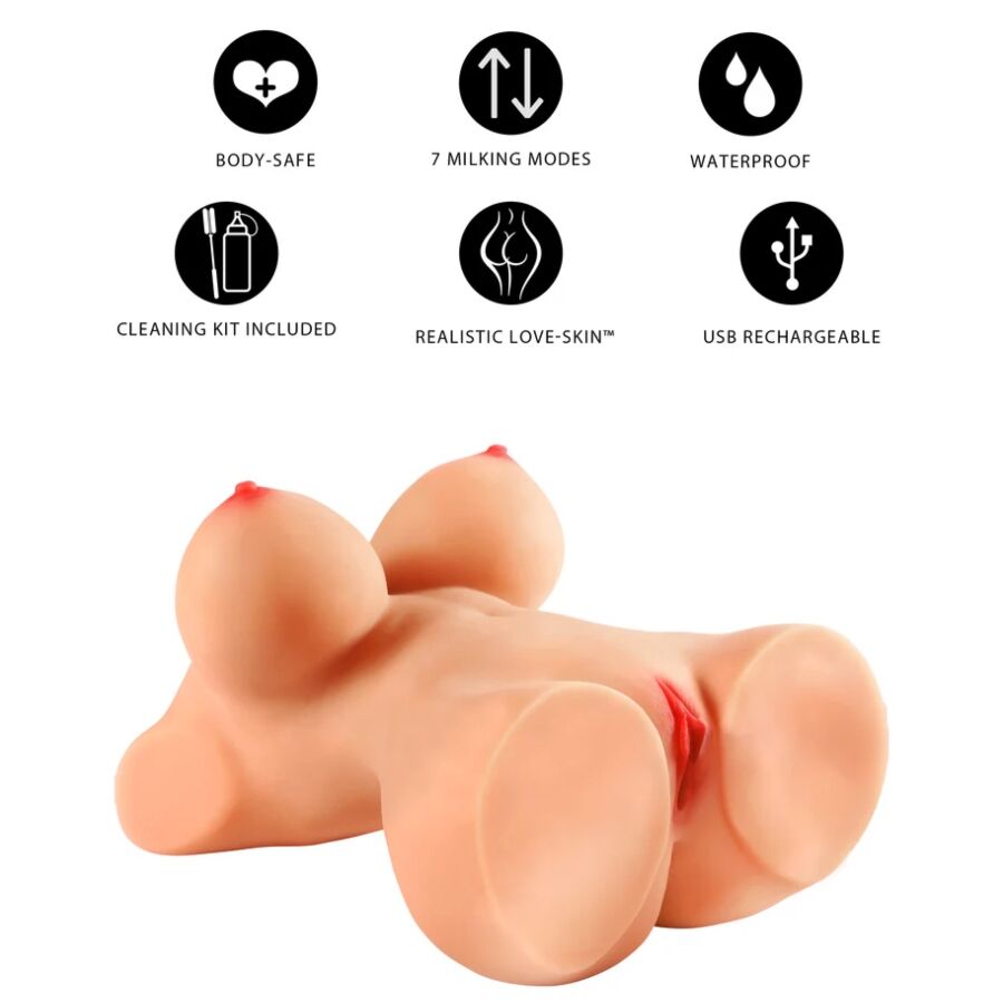 TORSO MASTURBATORE FEMMINILE, FUNZIONE MUNGITURA 7 VELOCITÀ, MATERIALE TPR REALISTICO, 10 KG