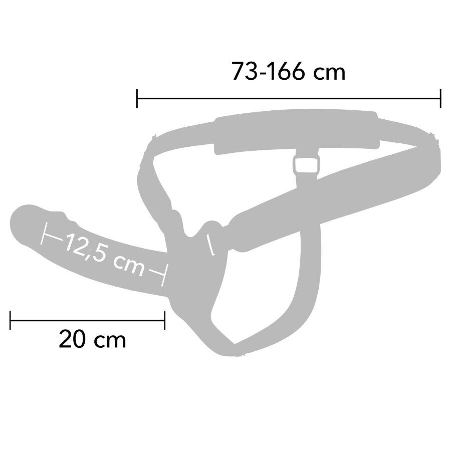 GUAINA VIBRANTE CON STRAP-ON 20 CM, TELECOMANDO WIRELESS, SILICONE MEDICO