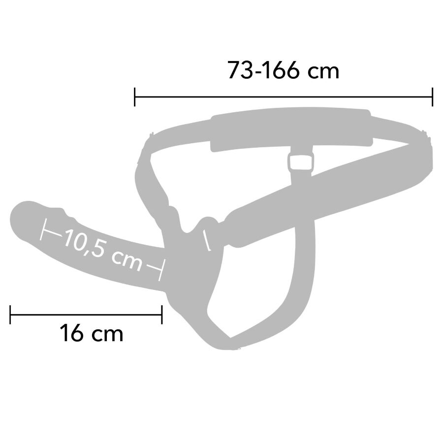 GUAINA PER PENE CON STRAP-ON 16 CM, SILICONE MEDICO, IMBRACATURA REGOLABILE