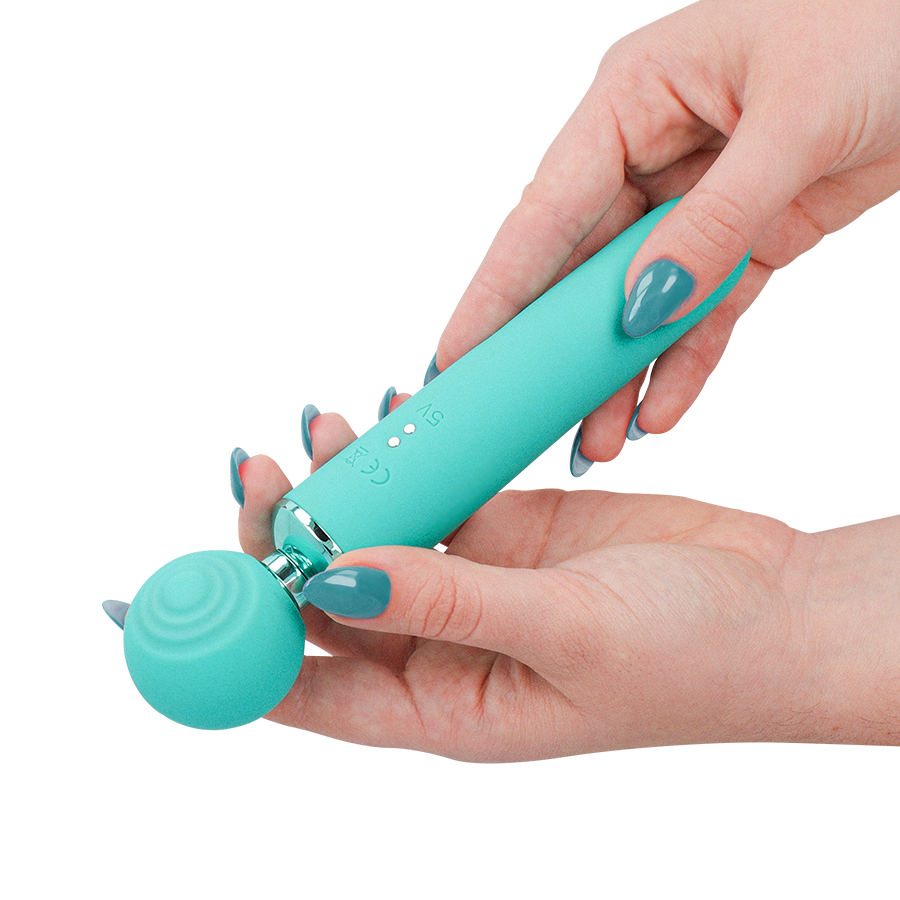 STIMOLATORE ASPIRATORE MULTIFUNZIONE, ASPIRAZIONE E VIBRAZIONE, DESIGN ERGONOMICO TURCHESE
