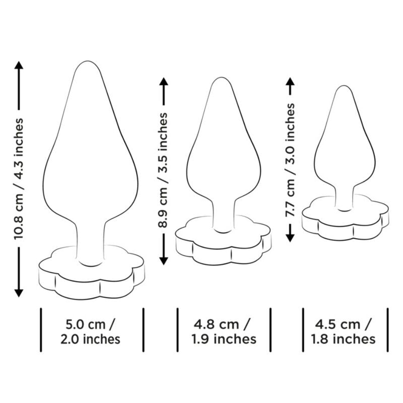 KIT ANALE PROGRESSIVO, BASE A FIORE ERGONOMICA, SILICONE MEDICALE