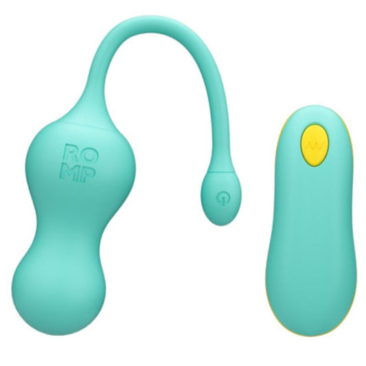 ROMP - CELLO VIBRATORE MULTIFUNZIONE A UOVO TURCHESE CON TELECOMANDO