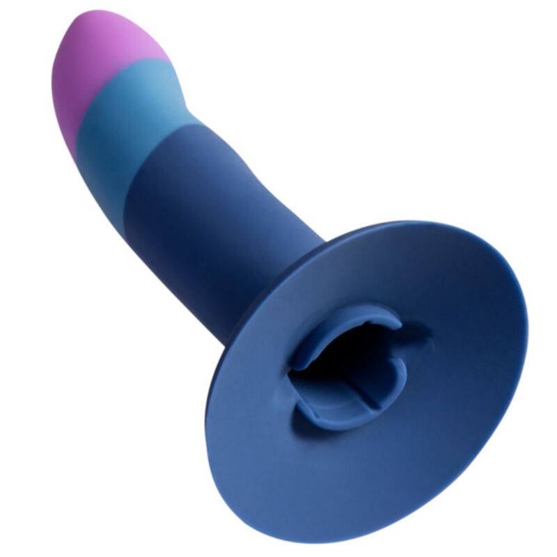 DILDO IN SILICONE, BASE A VENTOSA, ASTA CURVA
