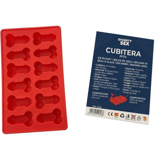 DIABLO PICANTE - 12 PENI IN SILICONE RIGIDO DA APPENDERE A UN SECCHIELLO PER IL GHIACCIO BLU