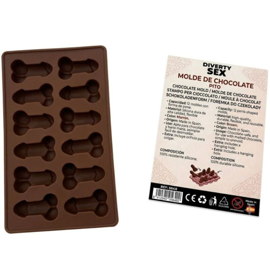 DIABLO PICANTE - STAMPO PER CIOCCOLATO CON 12 PENI IN SILICONE DA APPENDERE ROSSO