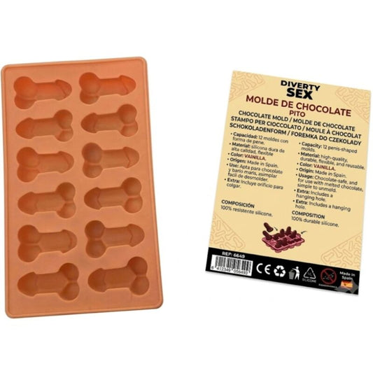 DIABLO PICANTE - STAMPO PER CIOCCOLATO CON 12 PENI IN SILICONE DA APPENDERE VANIGLIA