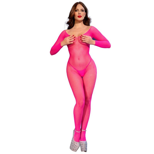 CHILIROSE - CR 4894 BODYSTOCKING IN RETE ROSA NEON S/M