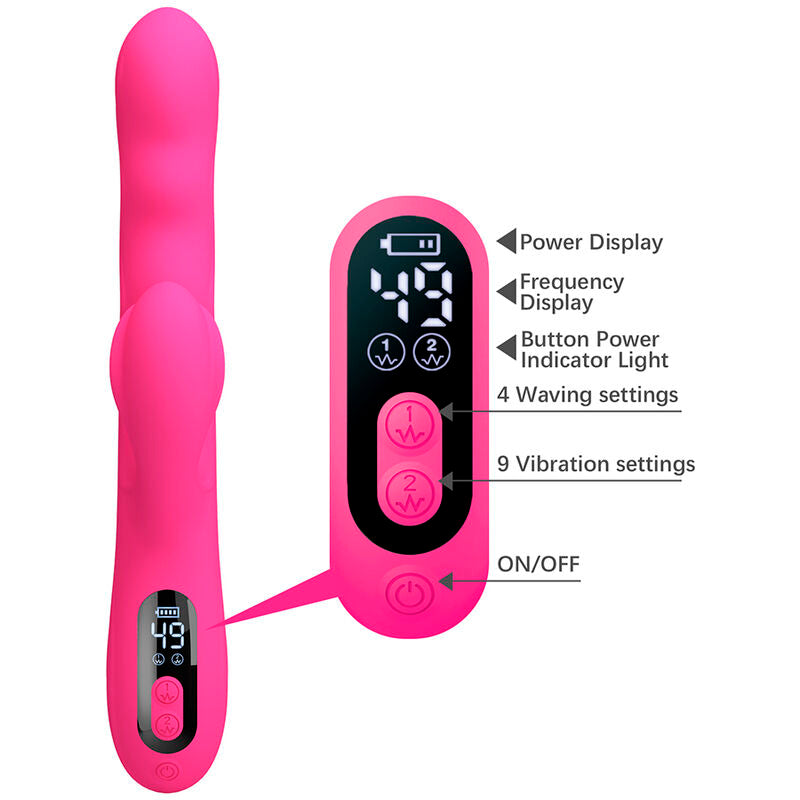 VIBRATORE RABBIT MULTIFUNZIONE, DISPLAY LED INTEGRATO, DOPPIA STIMOLAZIONE E