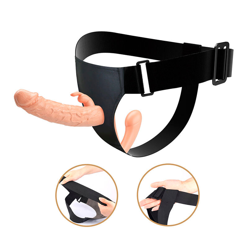 Strap-on con dildo cavo e imbracatura regolabile