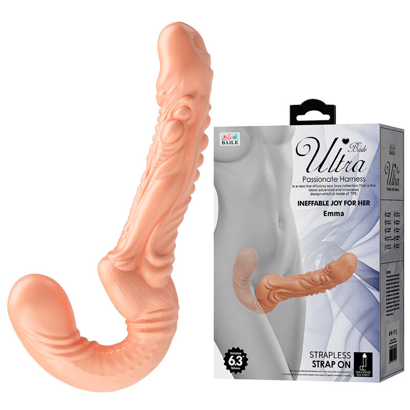 Strap-on a doppia penetrazione con texture stimolante