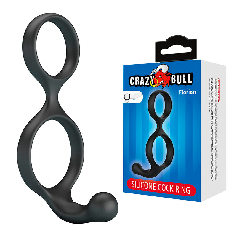 CRAZY BULL - ANELLO DOPPIO PER PENE E TESTICOLI FLORIAN NERO