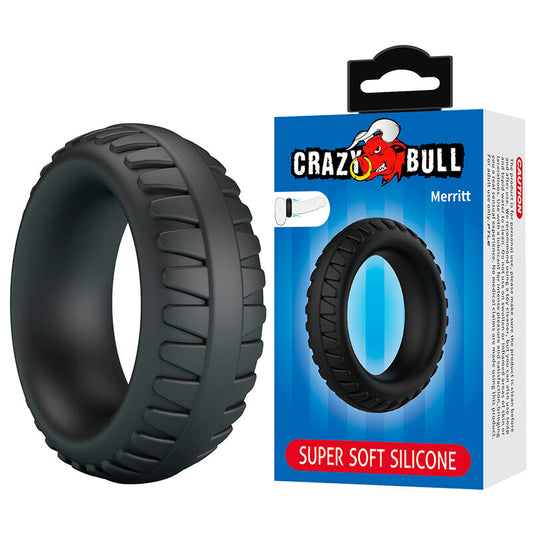 CRAZY BULL - ANELLO PER PENE IN SILICONE TESTURIZZATO MERRITT NERO
