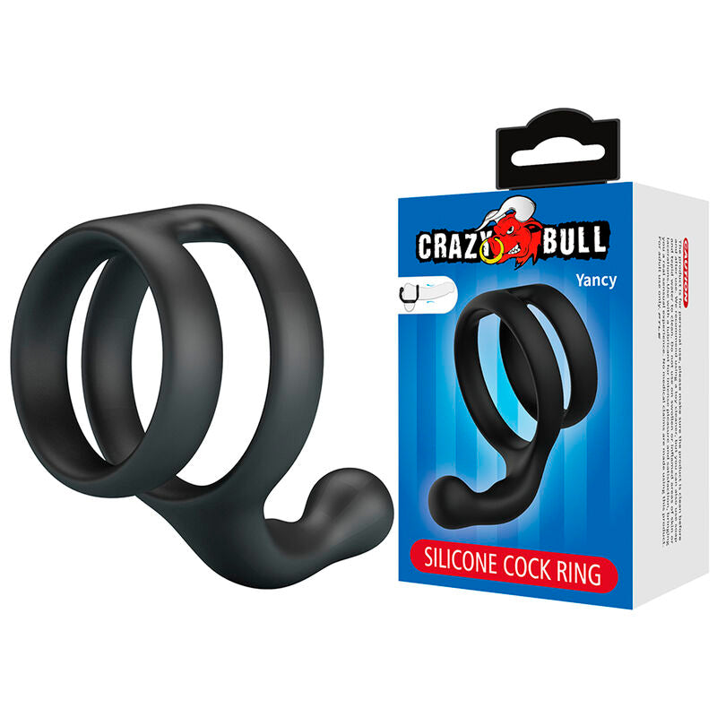 ANELLO DOPPIO ERGONOMICO IN SILICONE, STIMOLAZIONE INTENSIFICATA, FINITURA NERA ELEGANTE