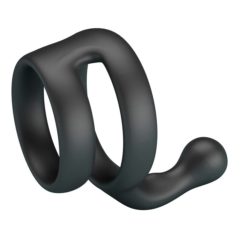 ANELLO DOPPIO ERGONOMICO IN SILICONE, STIMOLAZIONE INTENSIFICATA, FINITURA NERA ELEGANTE