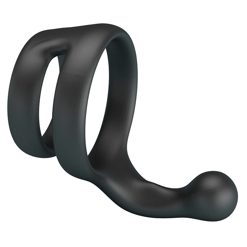 ANELLO DOPPIO ERGONOMICO IN SILICONE, STIMOLAZIONE INTENSIFICATA, FINITURA NERA ELEGANTE
