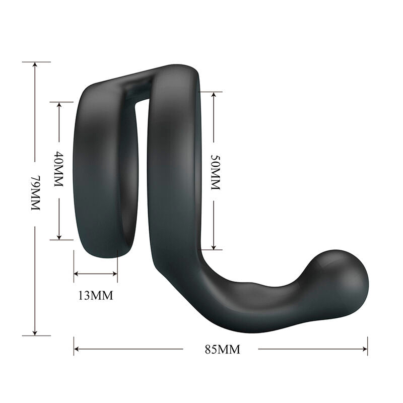 ANELLO DOPPIO ERGONOMICO IN SILICONE, STIMOLAZIONE INTENSIFICATA, FINITURA NERA ELEGANTE